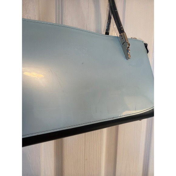 Beijo Shoulder Bag Womens Medium Blue Black Patent Y2K Structured Satchel - Picture 3 of 8